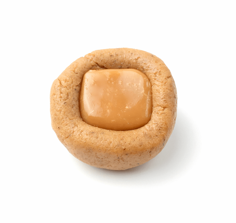 Caramel macchiato cookie dough with caramel in center