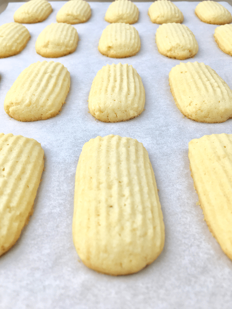 Baked Italian butter cookies on a baking pan