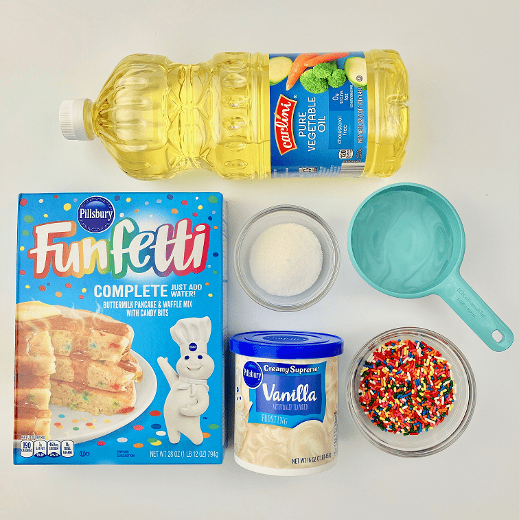 Ingredients for funfetti funnel cakes